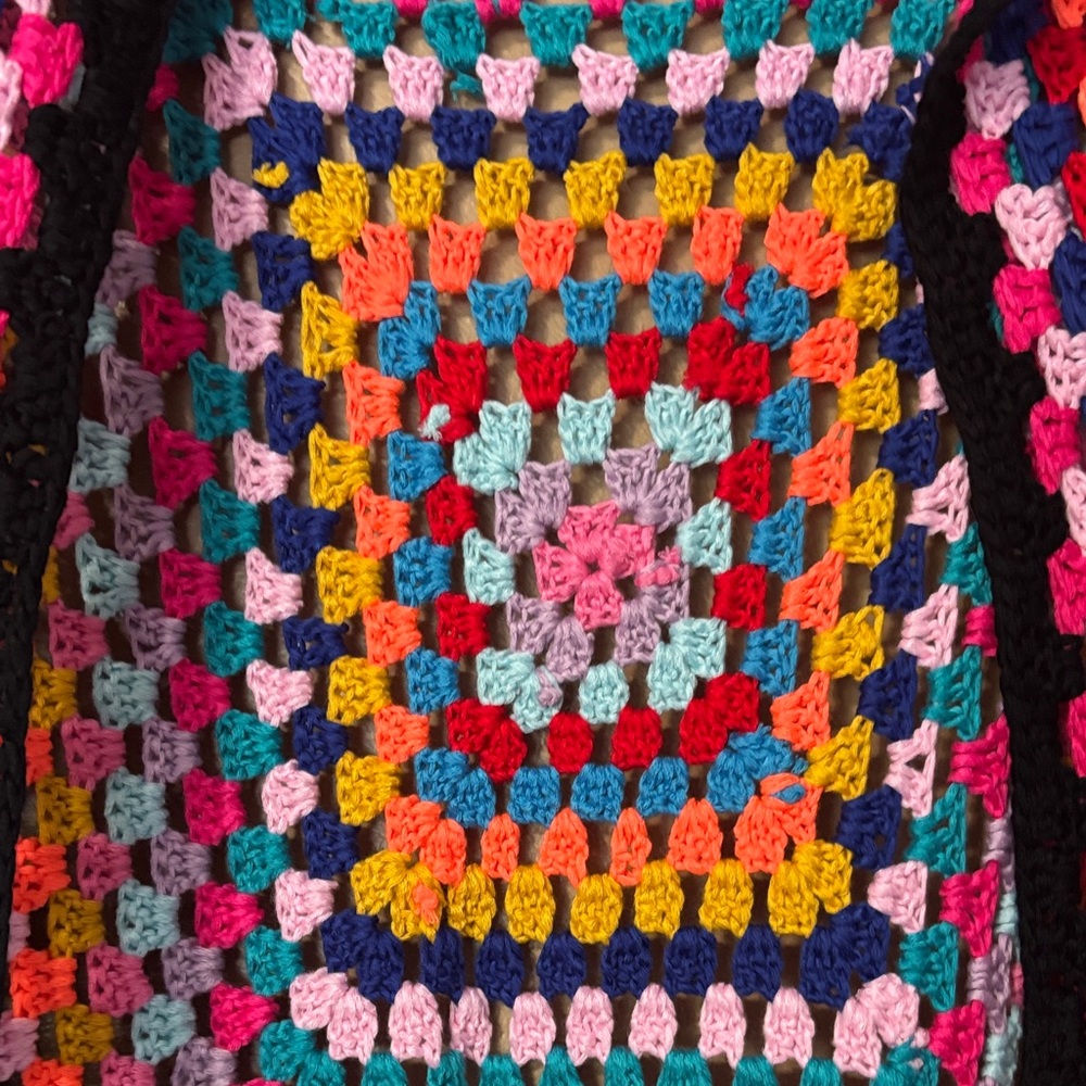 Colorful Crochet Open-Front Cardigan - Picture 3 of 9